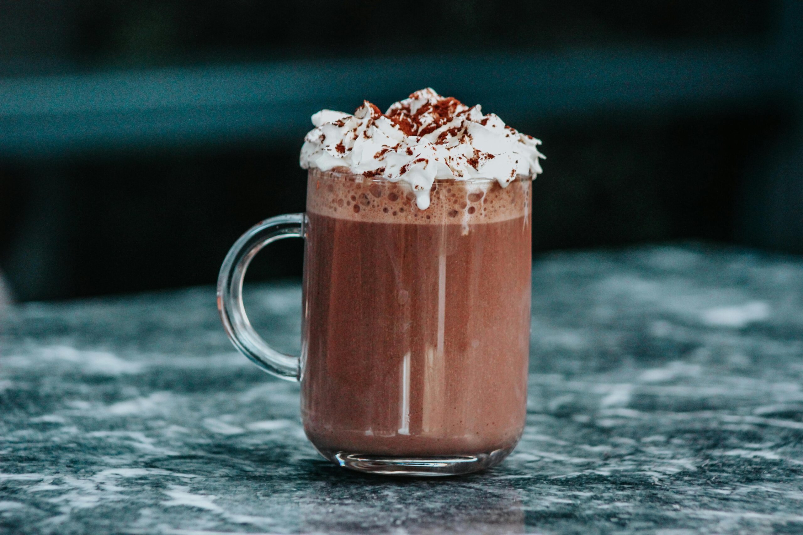 Hot chocolate with whipped cream topping